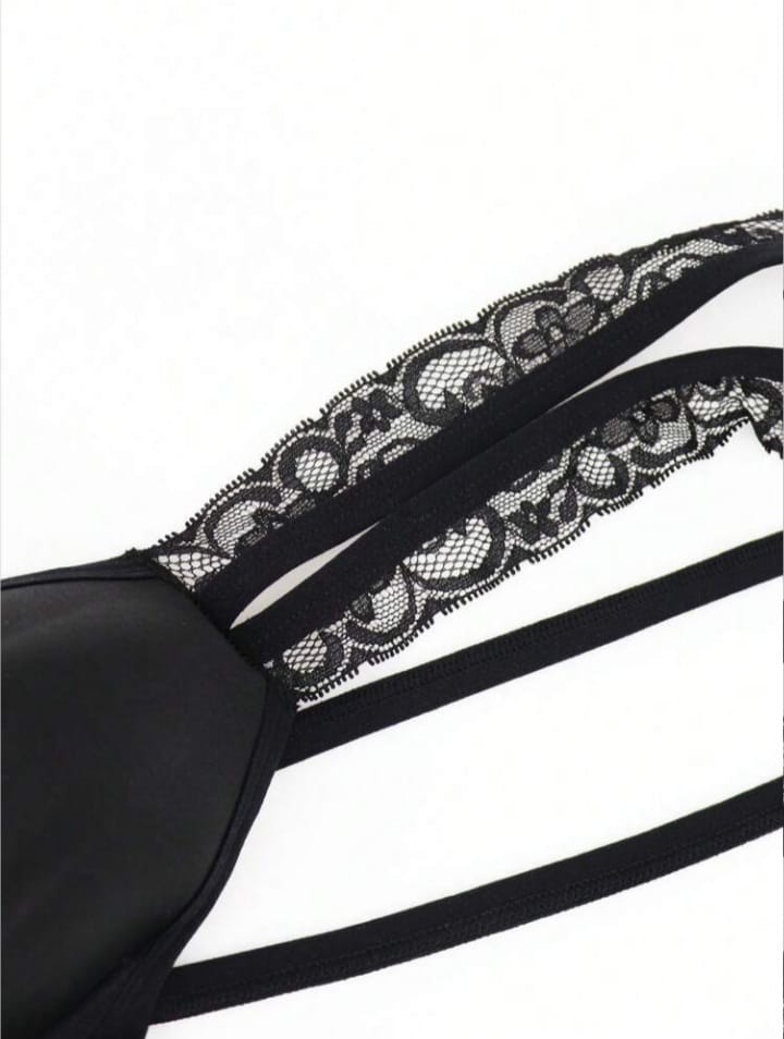 FANDY Fashionable Alluring Breathable Black Lace Trim High-Cut Backless mens sexy underwear